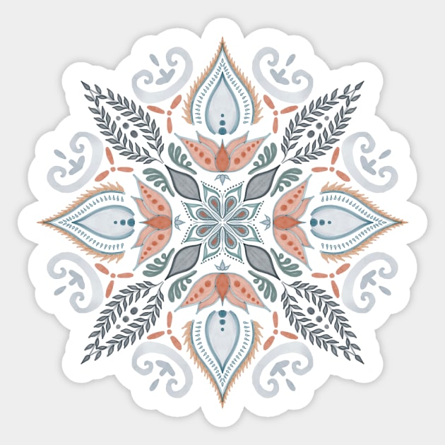 Teal and Orange Mandala Sticker by cait-shaw